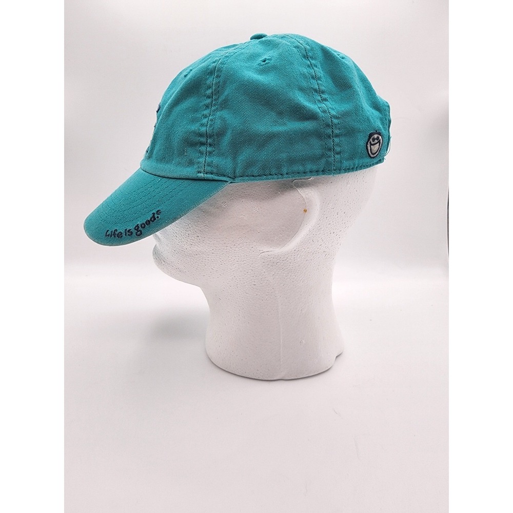 Life is Good Happy Camper Teal Blue Embroidered Relaxed Hat One Size - Picture 4 of 5